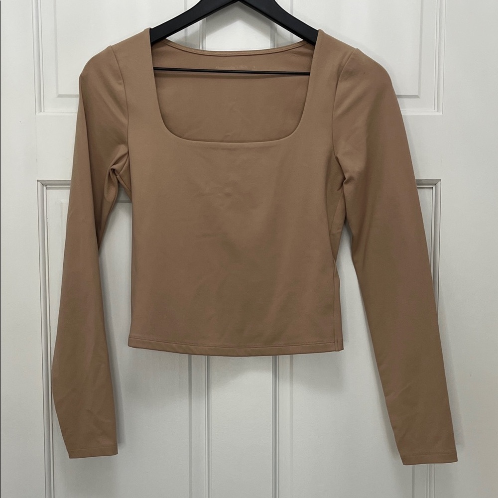 Abercrombie & Fitch Soft A&F Collection Brown Cropped Long Sleeve Top - Size S - Picture 1 of 13